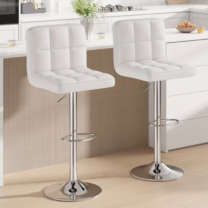 Set of 2/4 Bar Stools! These Adjustable PU Leather Swivel Stools Feature a Modern Design