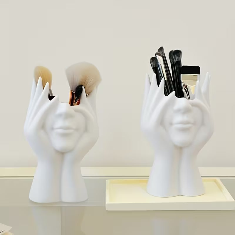 Unique Creative Human Body Art Shaped Makeup Brush Holder Pen Cup Decorative Storage