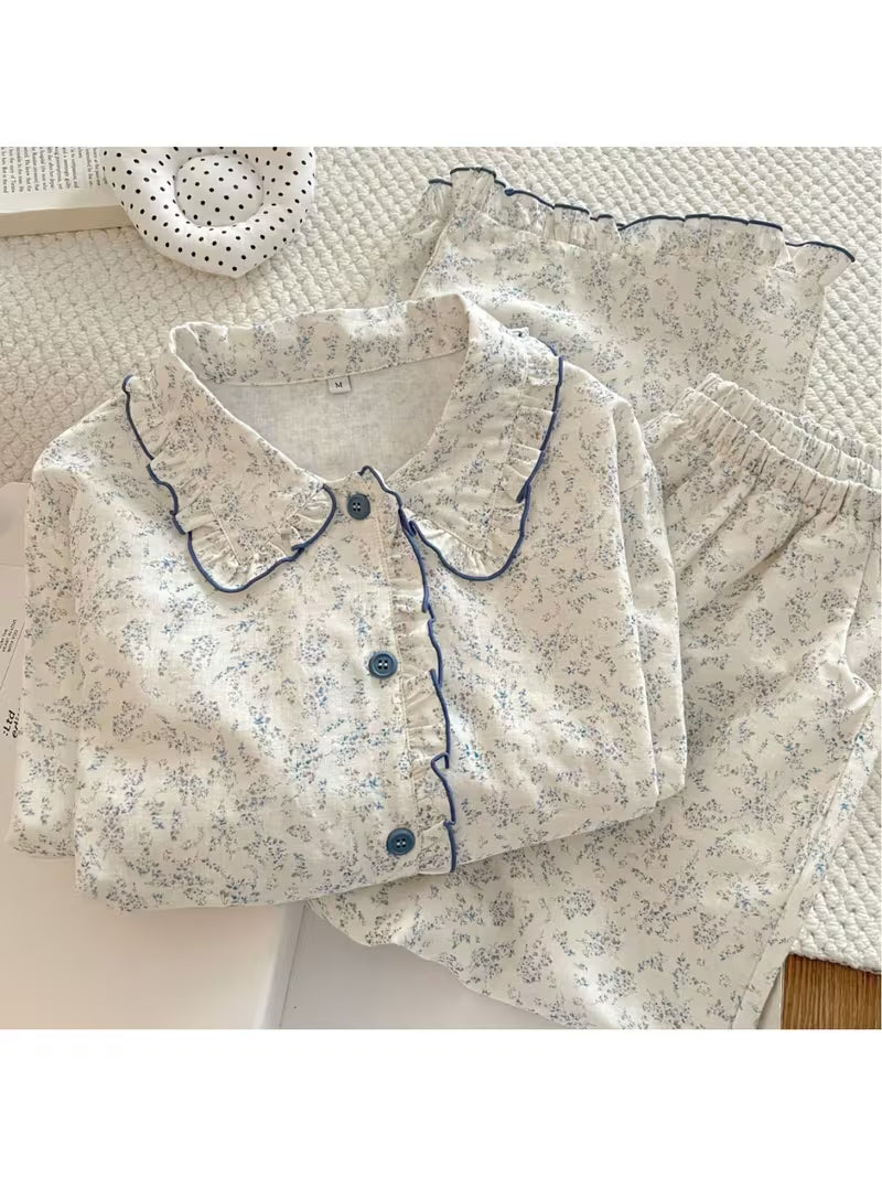 A High-Quality Retro-Style Women'S Floral Cardigan, Lapel Design, Two-Piece Set, Very Suitable