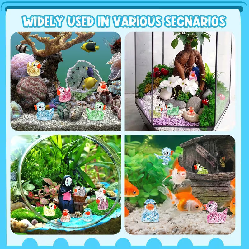 50/200pcs Glitter Mini Resin Ducklings, DIY Garden Micro Landscape Aquarium Potted Plant Dollhouse