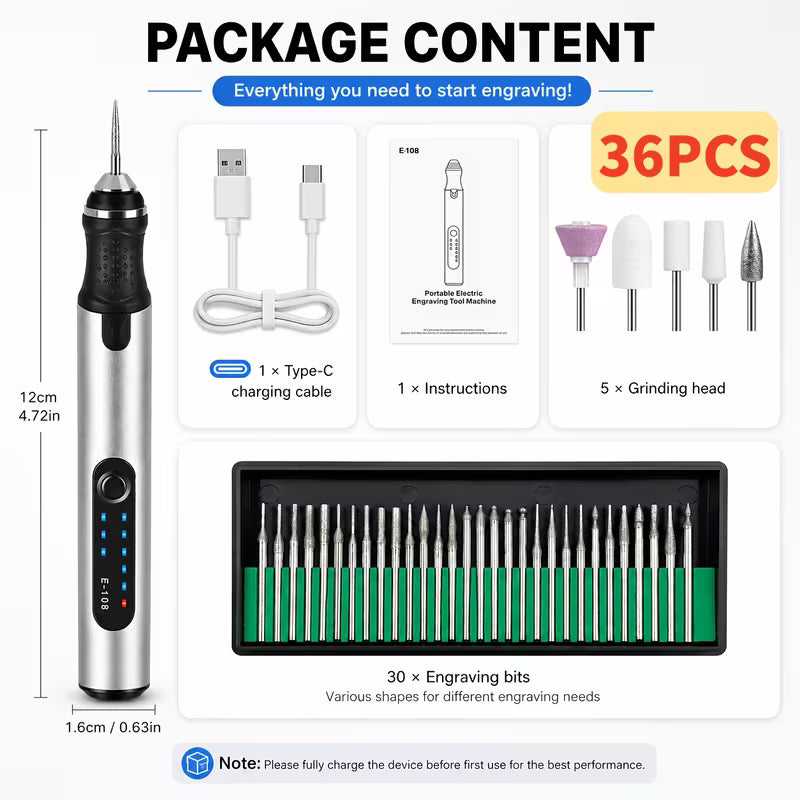 47/36pcs Industrial Electric Rotary Tool, Rechargeable Engraving Machine