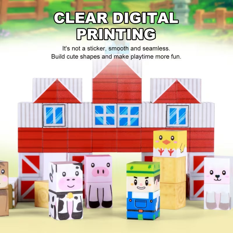 54/150-Piece Farm Animal Magnetic Building Cubes