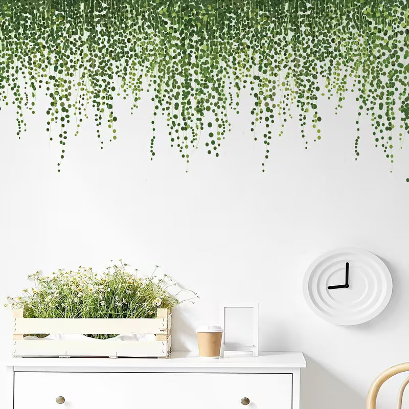 Transform Your Wall with this 1pc Long Green Vine Decorative Sticker - DIY Materials Included!