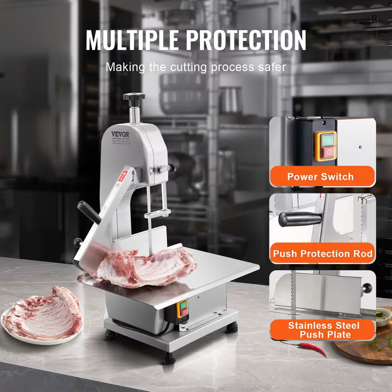 VEVOR 650W/1800W Commercial Electric Meat Bandsaw Stainless Steel Bone Sawing Machine