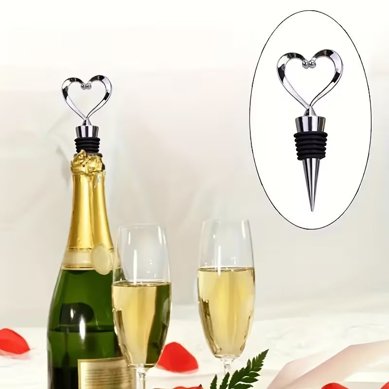 Red 1pc Elegant Heart-Shaped Red Wine Stopper - Durable ABS Plastic