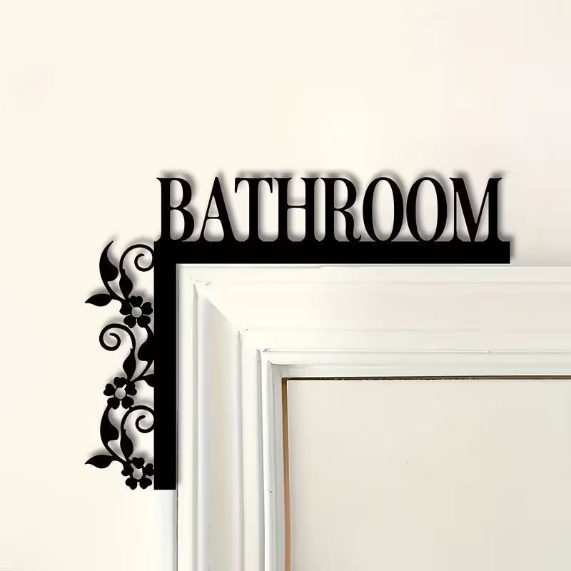 1pc an Elegant Metal Bathroom Door Sign, Wall-Mounted Wrought Iron Decorative Sign