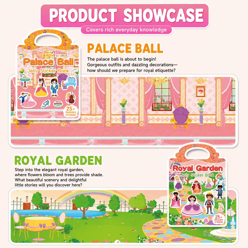 Princess Romance Themed Reusable Jelly Sticker Book