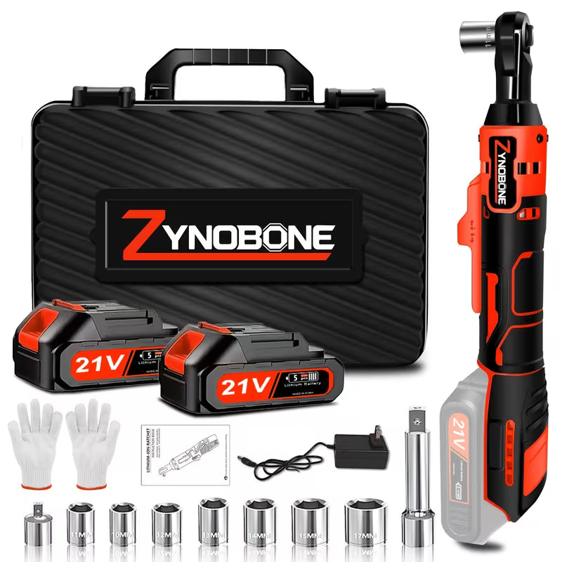 3/8-Inch Ratchet Wrench, Electric Ratchet Wrench, Equipped with 2 X Batteries, 7 Sockets