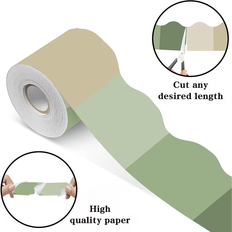 Roll/Length of Self-Adhesive Wave Line Bulletin Board Decoration with Curled Edge Panels