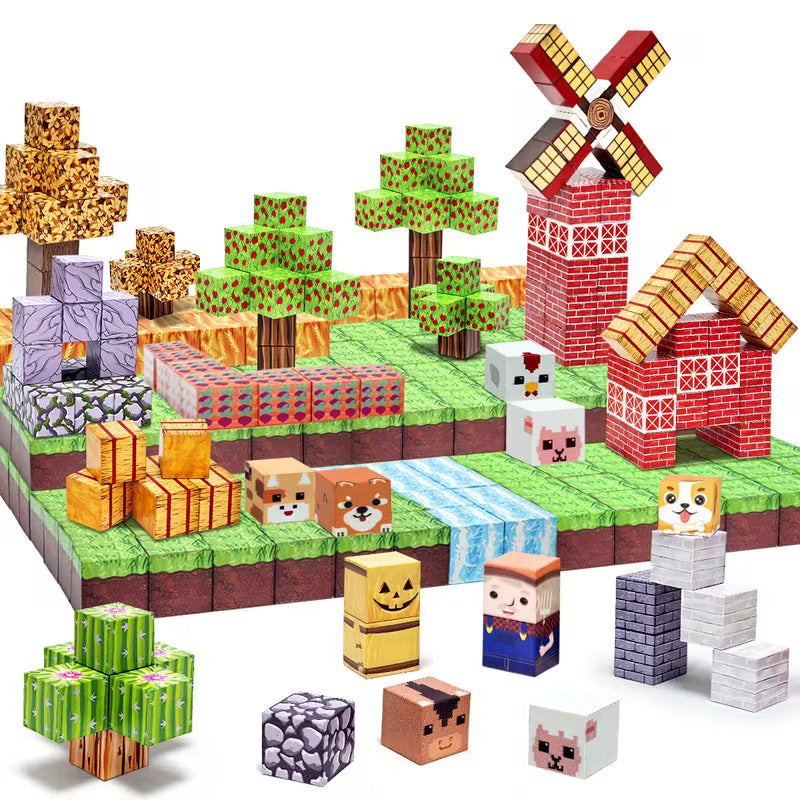 Farm-themed Magnetic Building Blocks Suitable for Boys & Girls Ages 3+