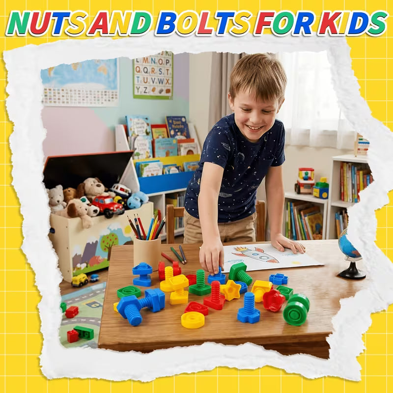 40-Piece/20 Pairs Screw and Nut Building Blocks Toy Plastic