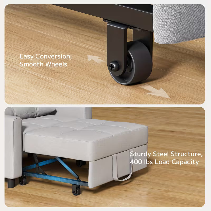 Asofer Convertible Sofa Chair 3-in-1, Adjustable Sleeper Chair Pullout Sofa Bed With Pillows