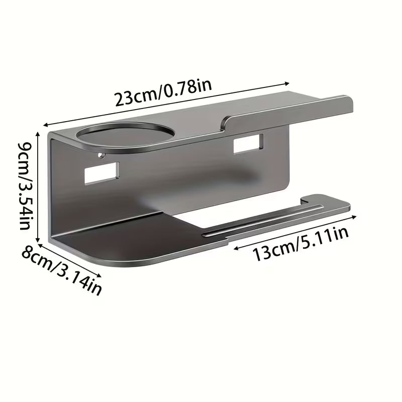 LDQ Modern Black Self-Adhesive Wall-Mounted Tissue Holder & Perfume Organizer - Space-Saving