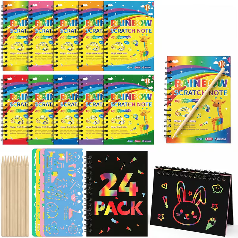 24 Pack Rainbow Scratch Art Notebooks