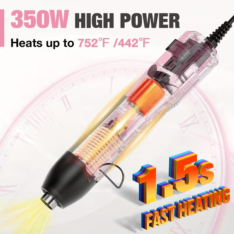 WPM 350W Mini Heat Gun 2-Temp 442°F-752°F (230°C-400°C) Hot Air Gun Tool with 5.91Ft UL Cord &