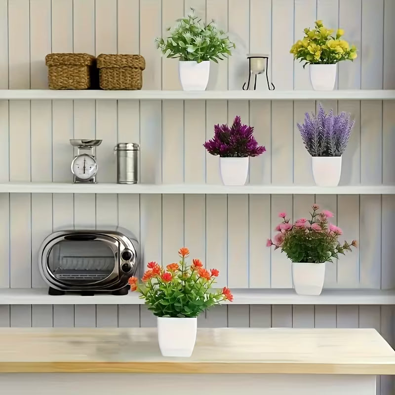 Artificial Potted Plants - Mini Fake Flowers Set
