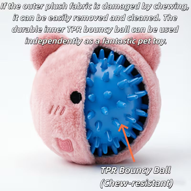 Pink Piglet Pet Cat Interactive Bouncing Sound Toy, Pink