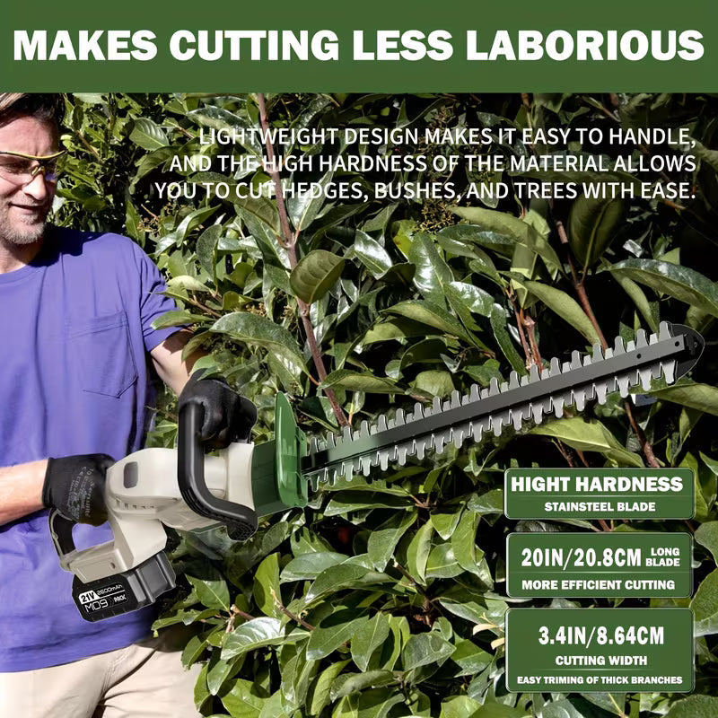 21V Cordless Electric Hedge Trimmer & Bush