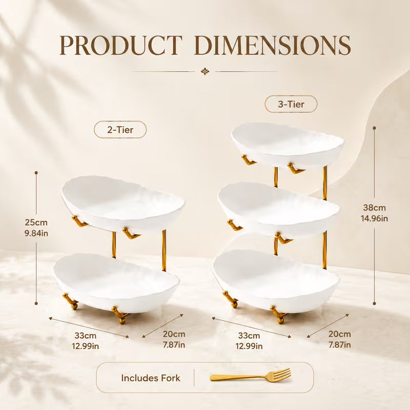 2/3-Tier Metal Fruit Basket Stand with Large Capacity Organizer for Fruit, Vegetables, Bread