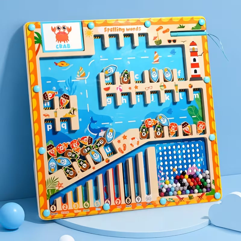 Wooden Fun Pirate Ship Letter Parking Maze Puzzle