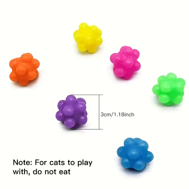 Durable TPR Elastic Cat Toys, 6 pcs Random Color, Small Set, Random Color