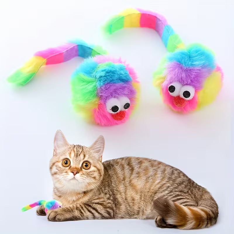 New Rainbow Rabbit Plush Mouse Toy, Random Color