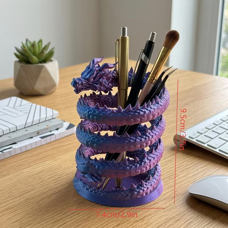 Single-Pack Creative 3D Printed Dragon Ornament, Cool Desktop Organizer Pen Holder for Gaming
