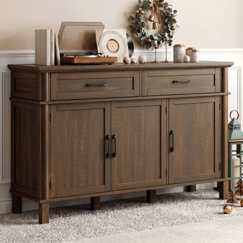 Farmhouse 48 Inch Buffet Cabinet with Storage, 48 Inch Sideboard with 2 Drawers And 3 Doors