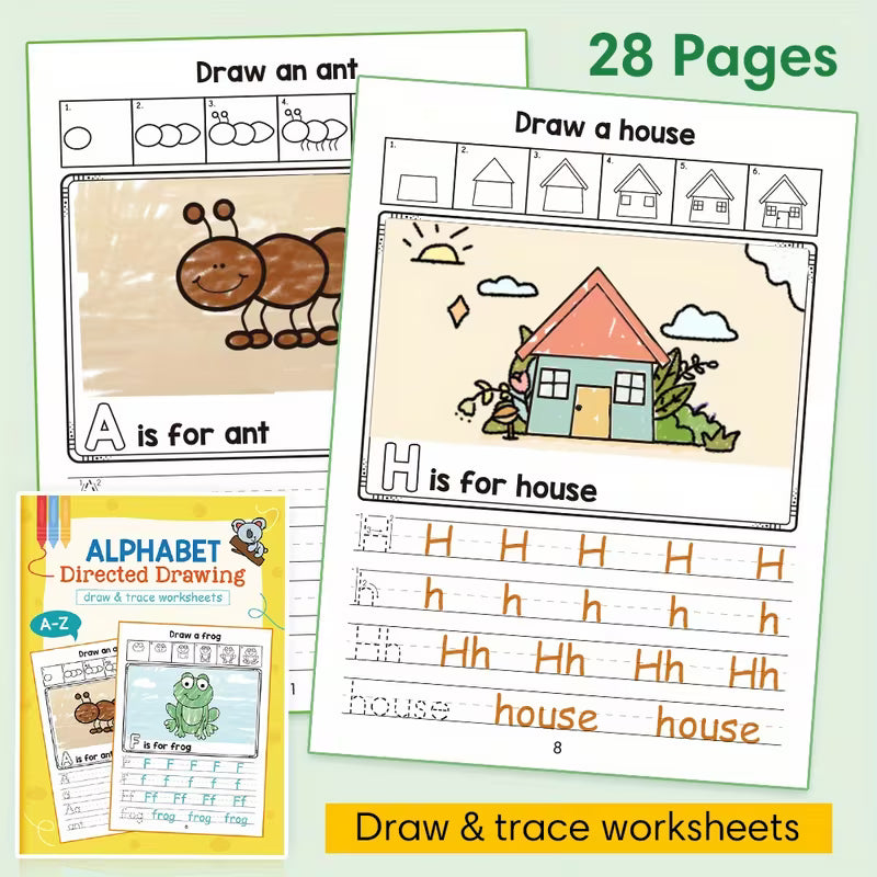 A-Z Alphabet Directed Drawing Workbook with Tracing Sheets