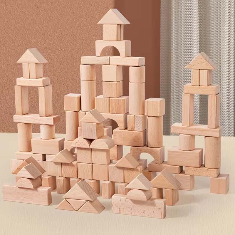 100-Piece Solid Wood Block Set