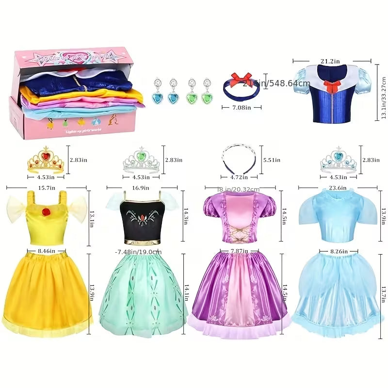 32-Piece 9 Outfits Kids Dress Up Costume Set