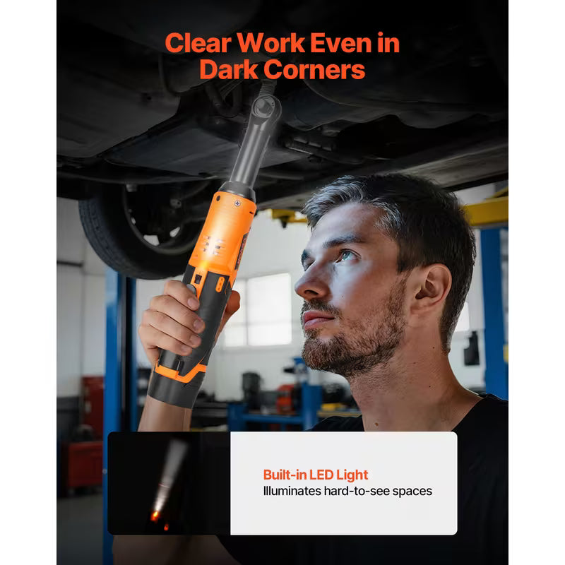 VEVOR Cordless Ratchet Wrench, No Extension/Extension, 3/8 inch Drive, 240 RPM