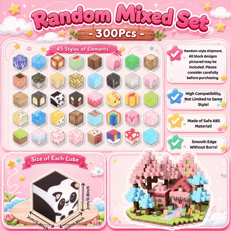 300-Piece Portable Magnetic Building Blocks 2cm