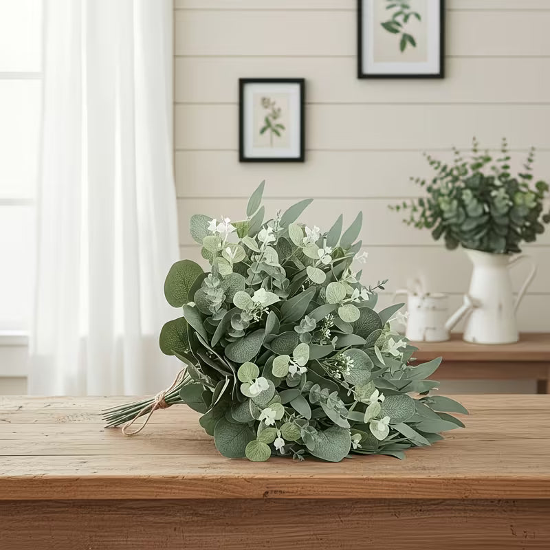 50pcs Artificial Flowers Mixed with Eucalyptus and Stems in Bulk