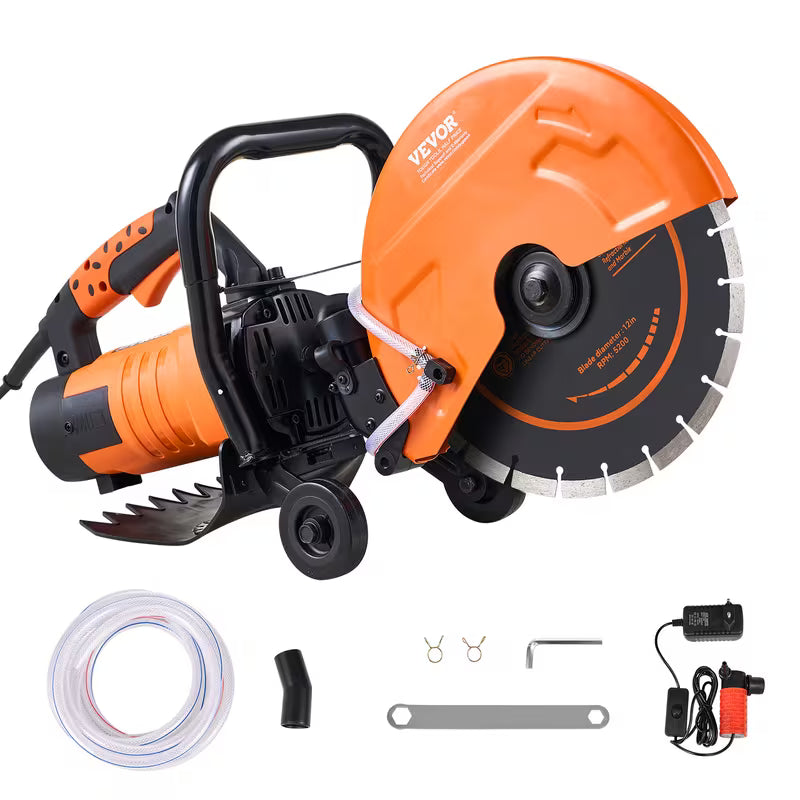 VEVOR Electric Concrete Saw, 12 in, 1800 W Motor Circular Saw Cutter with Max. 4.5 in Adjustable
