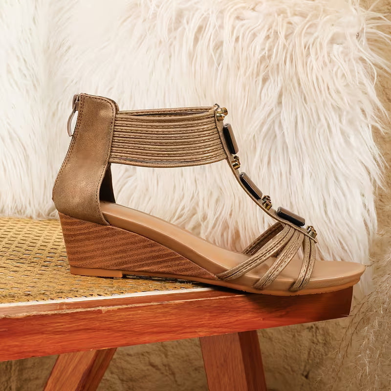 Women'S 5Cm (1.97 Inches) Wedge Ankle Strap Sandals