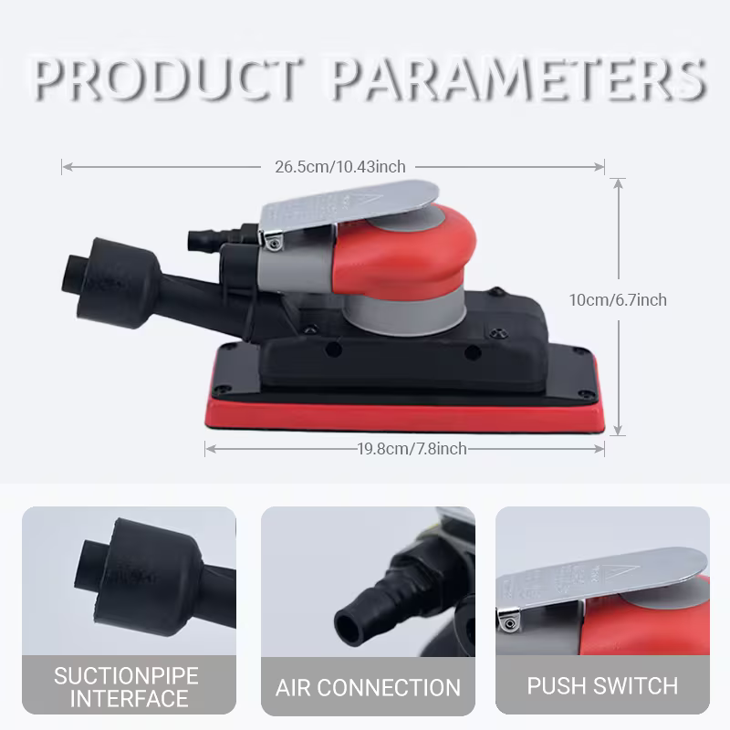 Pneumatic Random Orbital Sander 12000RPM Rectangular Vacuuming Professional