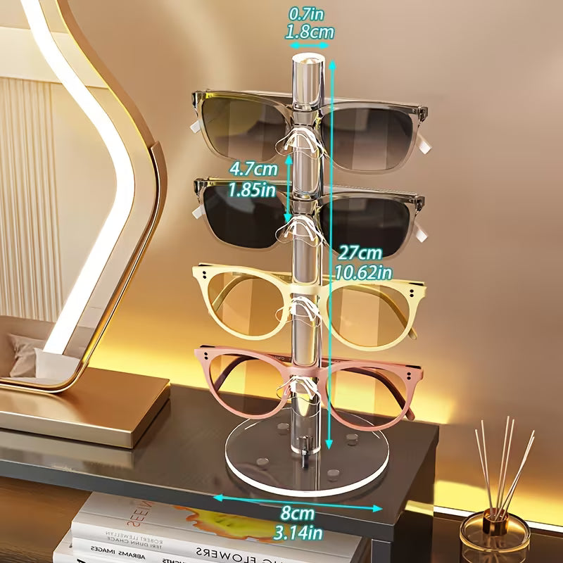 Acrylic Multi-compartment Glasses Storage Rack on the Desktop, Acrylic