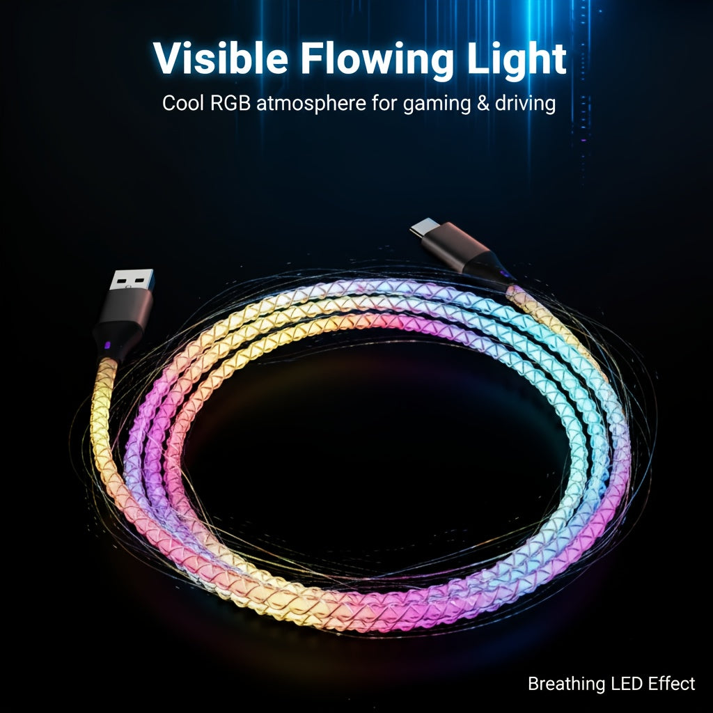 RGB Flowing Light USB Charging Cable, Visible Breathing LED Atmosphere