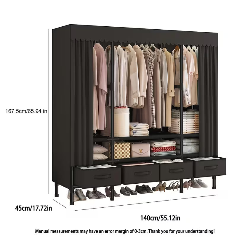 Upgraded Black Portable Closet, Metal, Black