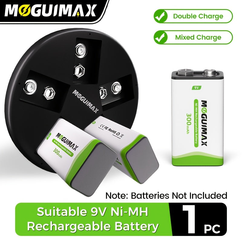 MOGUIMAX 5-Slot Battery Charger - Without Battery, Can Charge 9V