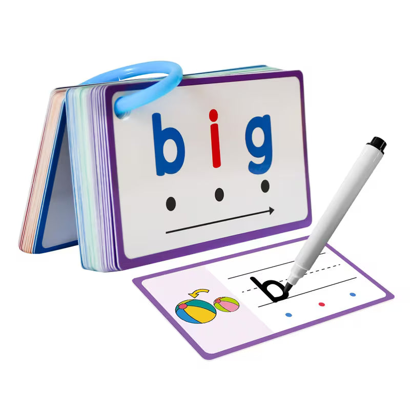 60-Piece Phonics CVC Words Flash Cards/eraseable Writing Game