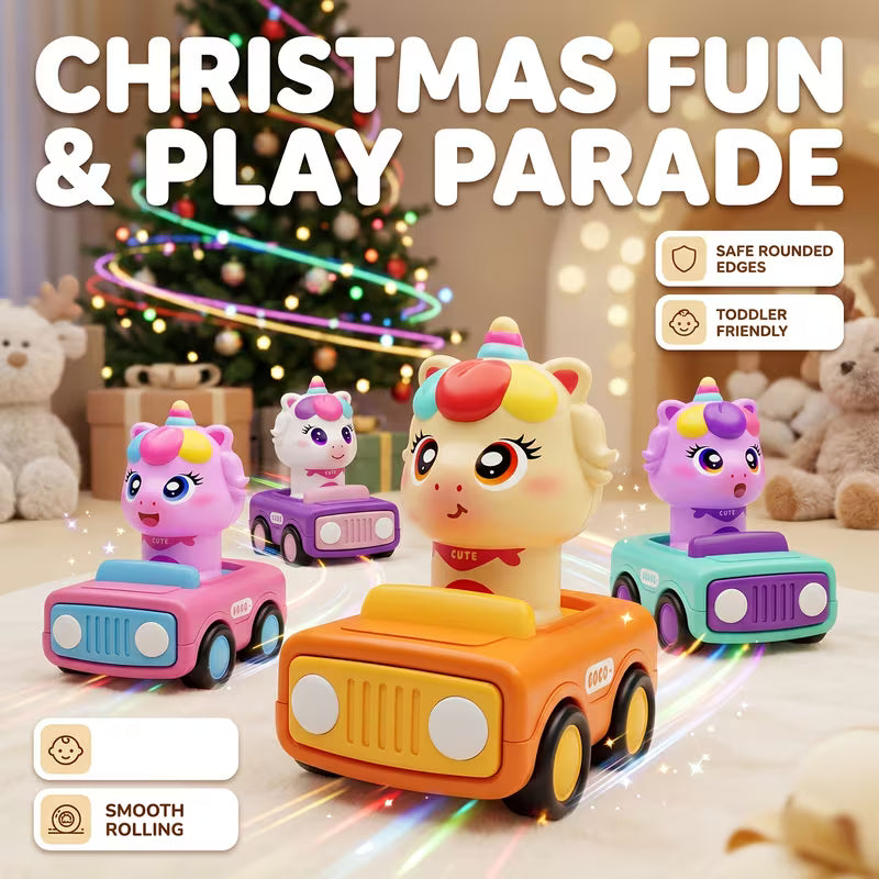 Press to Go Unicorn Car Toys for Toddler