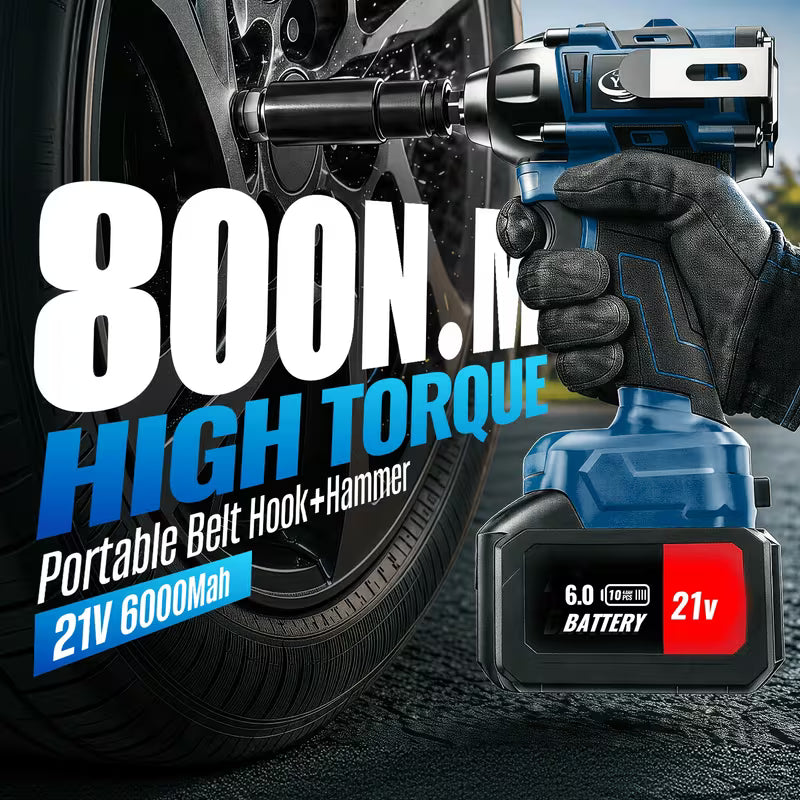 6000Mah Cordless Impact Wrench High Torque, 6000Mah Battery, Fast Charger