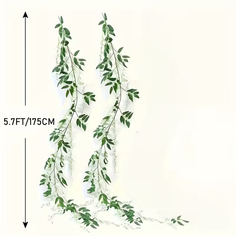 2-Pack Artificial Wisteria Garland - 173.74cm Fake Purple Vine, Plastic, White