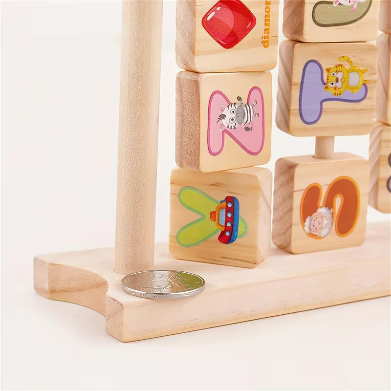 Wooden Flip Flop Alphabet Blocks & Abacus Toy