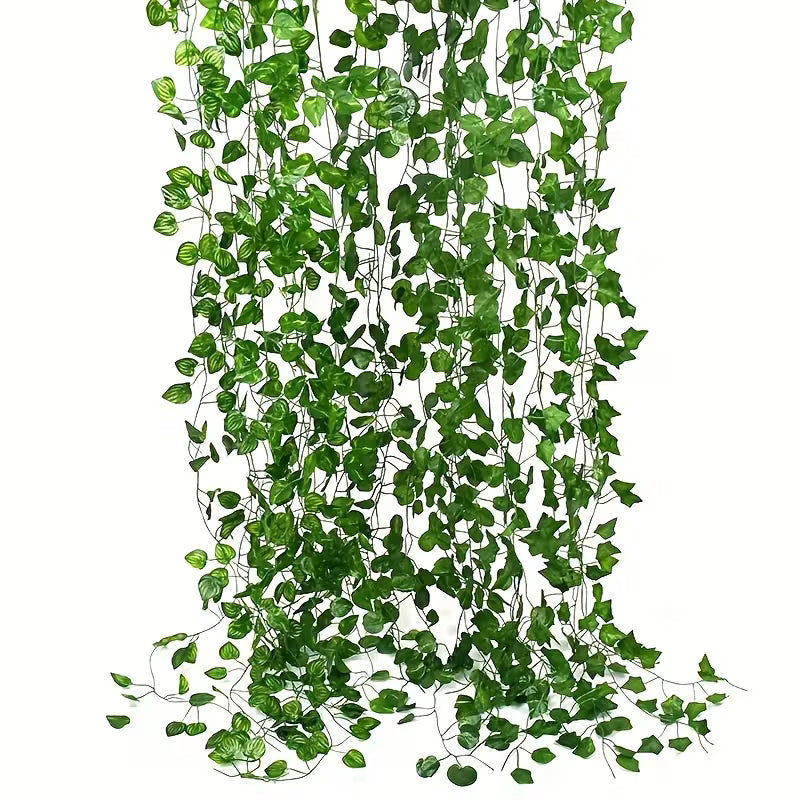 24pcs Realistic Green Ivy Leaf Wall Hanging Decor - Artificial Vine Garland for Home Garden