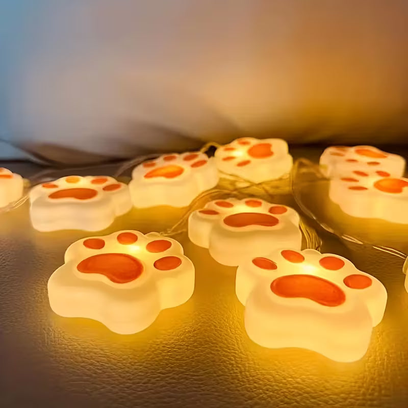 LED Cute Orange Animal Paw Light String Set, Plastic, Orange