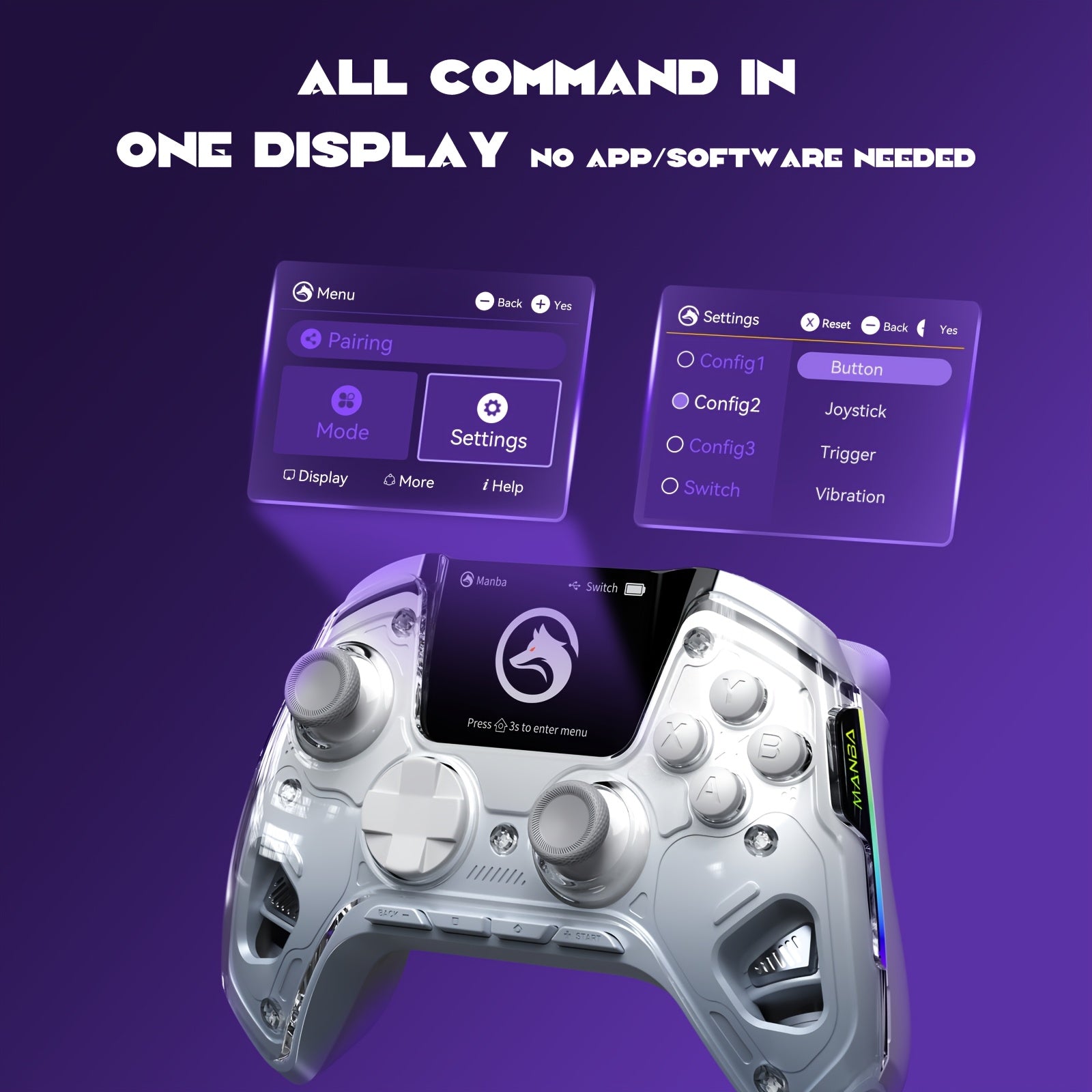 Interactive Screen Wireless Gaming Controller, White
