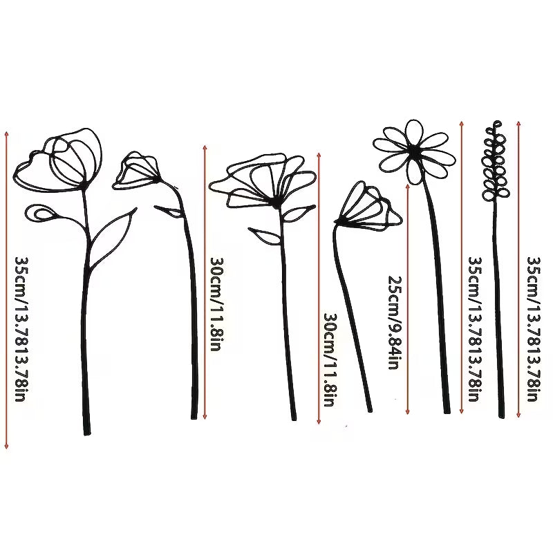 6pcs Set of OHRMBYA Black Metal Artificial Flowers - Minimalist Modern Floral Decor, Elegant